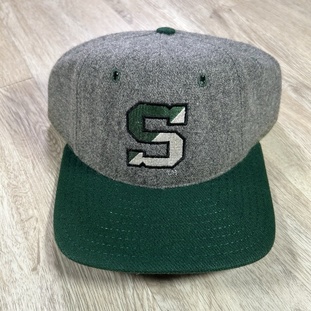 VTG Michigan State Spartans Snapback Hat College Legacy Gray Green Wool Cap USA